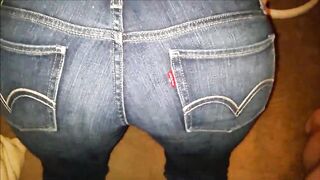 Cum on a Whale tails jeans ass