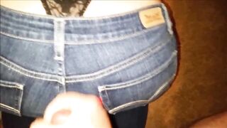 Cum on a Whale tails jeans ass