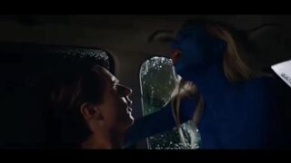 Smurf Girl in Blue Paint Rides Guy in the Festival (2018)