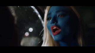 Smurf Girl in Blue Paint Rides Guy in the Festival (2018)