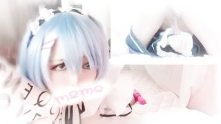 Cute Trap|女装 子|crossdresser| Re:ゼロのremのコス プレでおもらし射精オナニー Japanese Hentai Anime Cosplay 日本人 ニューハーフ