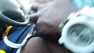 Rides black dick in car