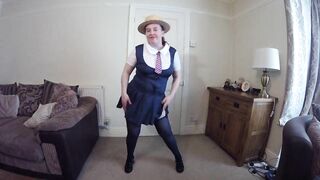 StepMom wearing Schoolgirl Uniform with Stockings & Suspenders