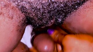 Romantic Dick Rubbing on my Model Girlfiend Huge Clitoris, Hairy Pussy cant Stop Squirting