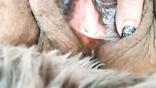 Mature Latina woman playing with my hairy pussy