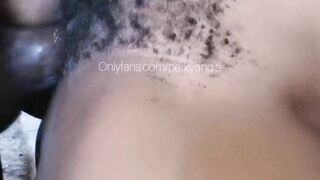 BBC Slides in Hairy Black Milf Pussy then Cumshot on It