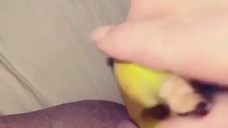 Swiss girl fucks herself with a banana