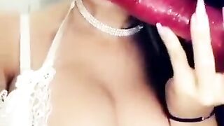 SnapChat Slut Sucking Her Dildo & Flashing Tits