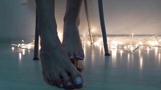 Feet play with dildo footjob