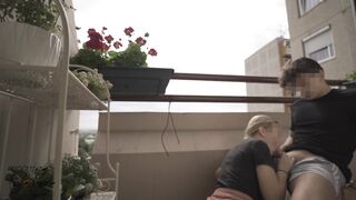 Balcony Sex, my Pussy makes him Cum in 2 Minutes - Morningpleasure