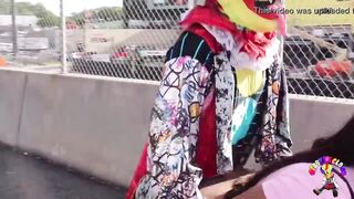 Juicy Tee Gets Fucked by Gibby The Clown on A Busy Highway During Rush Hour