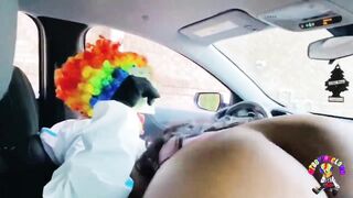 Juicy Tee Gets Fucked by Gibby The Clown on A Busy Highway During Rush Hour