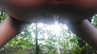 18 year old bitch pissing in the forest