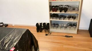 Cum on Black Patent Leather Boots