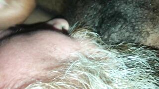 Ebony MILF plays with her hairy little pussy