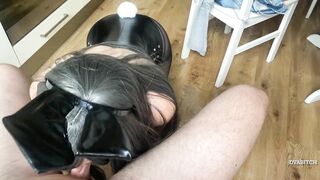 Bunny girl sucks her master’s cock & swallows cum