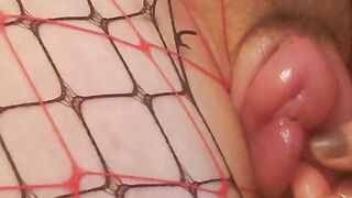 Full Wet Pussy, Amateur Standing Orgasm, Mistress Gina in Fishnets