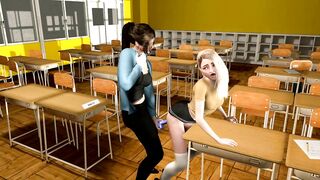 Lesbian Schoolgirl is seduced by the teacher on detention (Breast Expansion + 3D Animated Hentai)