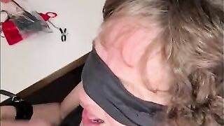 Submissive blowjob, cumshot, cleanup and cum kissing