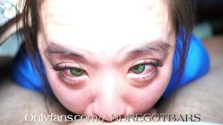 CLOSEUP deepthroat with Green Eyed Crying nurse