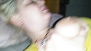 Eating strangers cum off face as bf fucks and creampies her