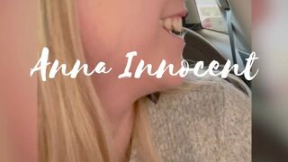 Risky Public Cum in Mouth! Almost got CAUGHT giving Daddy a BJ in Parking Lot! Anna Innocent