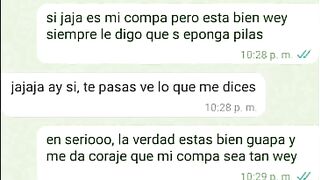 mensajes de whatsapp con la novia de mi amigo antes de cogermela