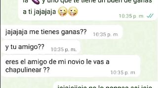 mensajes de whatsapp con la novia de mi amigo antes de cogermela