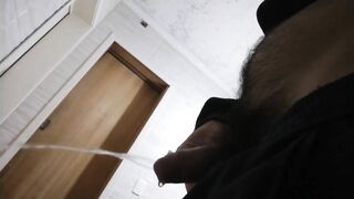 i was about to meet my friends, quick Close up to my hairy cock peeing