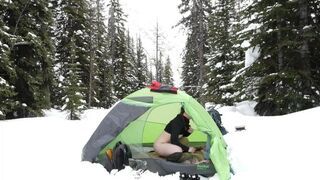 Riding dick in the snow covered Rocky Mountains