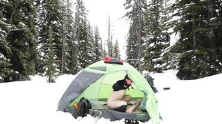 Riding dick in the snow covered Rocky Mountains