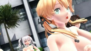 【MMD】Girls in the courtyard【R-18】