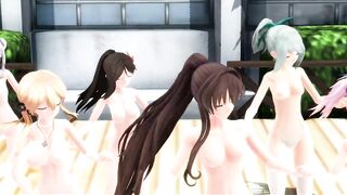 【MMD】Girls in the courtyard【R-18】