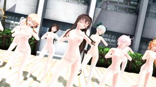 【MMD】Girls in the courtyard【R-18】