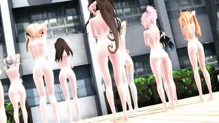 【MMD】Girls in the courtyard【R-18】