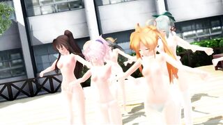 【MMD】Girls in the courtyard【R-18】