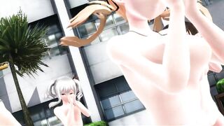 【MMD】Girls in the courtyard【R-18】