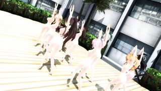 【MMD】Girls in the courtyard【R-18】