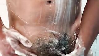 Solo male squirts in shower