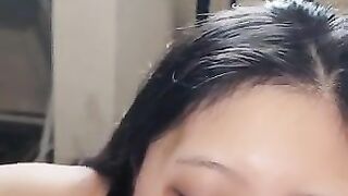 chinese slut gets face cummed on