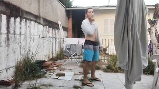 Guy undressing to pee and Smoke / fetish man