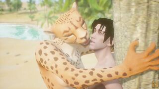 Leopard Furry Girl Fucks skinny Guy