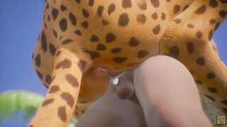 Leopard Furry Girl Fucks skinny Guy