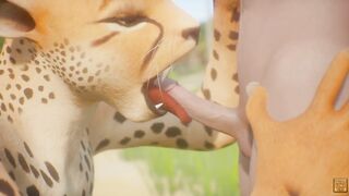 Leopard Furry Girl Fucks skinny Guy