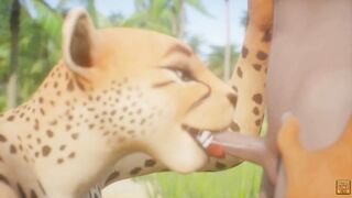 Leopard Furry Girl Fucks skinny Guy