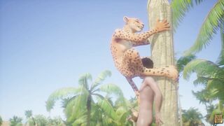 Leopard Furry Girl Fucks skinny Guy