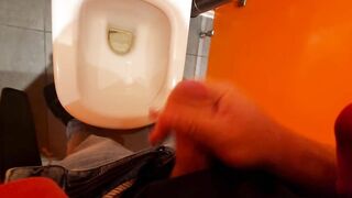 Guy CUMS in PUBLIC bathroom THERE ARE OTHER PEOPLE!