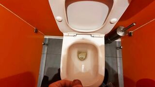 Guy CUMS in PUBLIC bathroom THERE ARE OTHER PEOPLE!