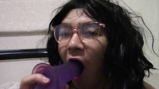 Practising Sucking Dick on a Dildo