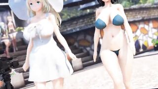 Suzuya and Kumano invited to the sex resort MMD